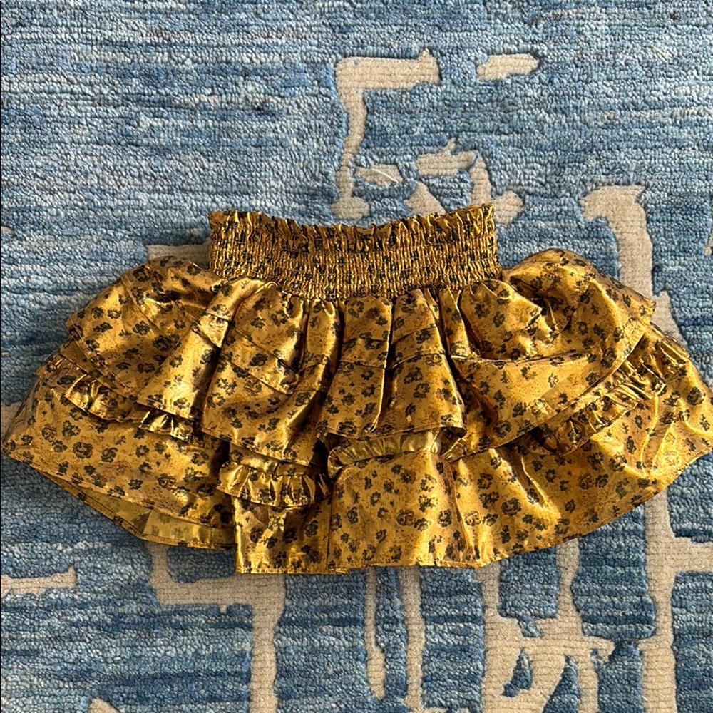 LoveShackFancy Girls Metallic Gold/Black Leopard Skirt 🐆 18-24M